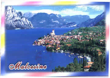 �Ӷ������ͼ.����ɫ�������ϲ�ķ��ŵذ���(ARCO).�м�������Ƭ��ָ�����������ڳ�(MALCESINE),��������ʷ����ά����(VERONA,����ŷ������Ҷ���µķ�Դ��)