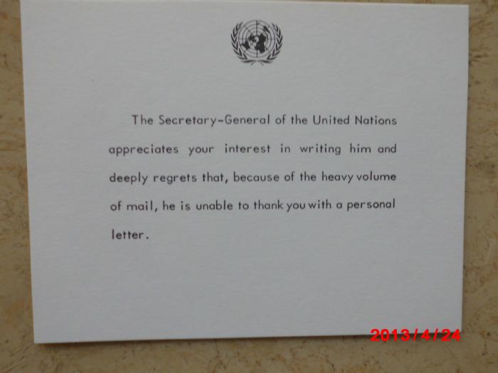 The Printed signed photo of secretary General of United Nations KOFI ANNAN 